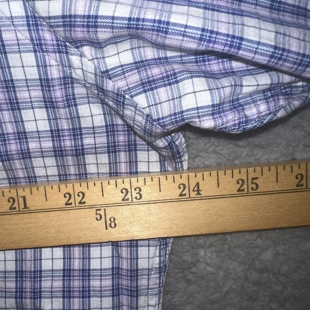 Peter Millar Shirt Men's Size‎ L Purple/Blue Plaid Button Up Long Sleeve Pocket
